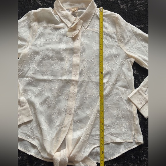 Elegant Cream Button-Up Blouse - Picture 8 of 14